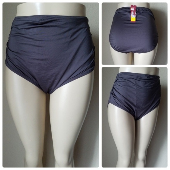 gray high waisted bikini bottoms